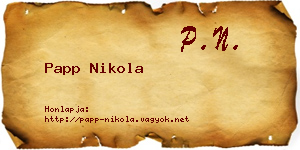 Papp Nikola névjegykártya